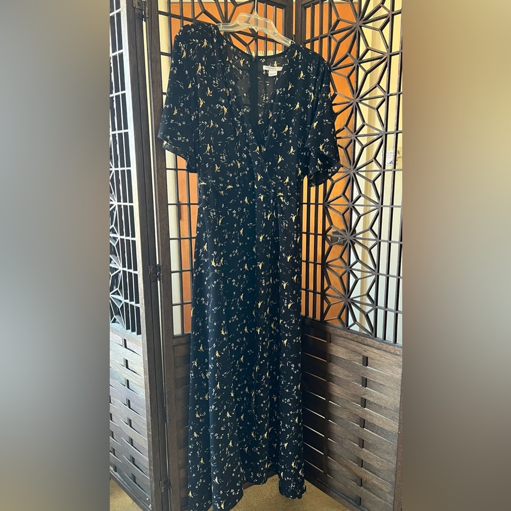 Navy Patterned Maxi Dress